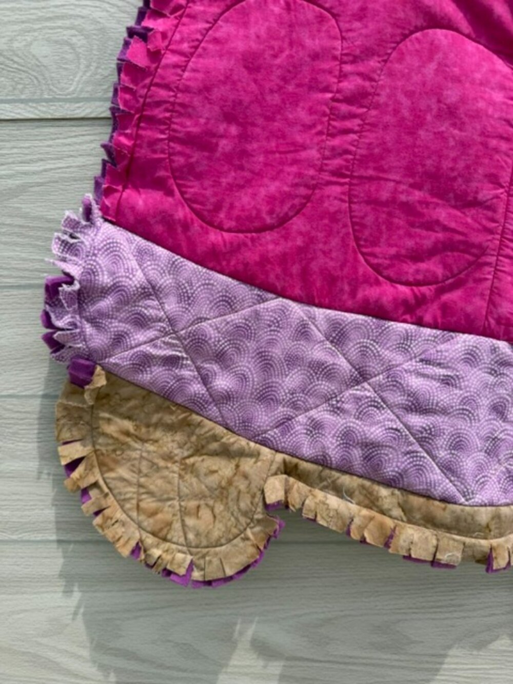 Homemade Small Pink & Purple Turtle Rag Quilt - Picture 8 of 8